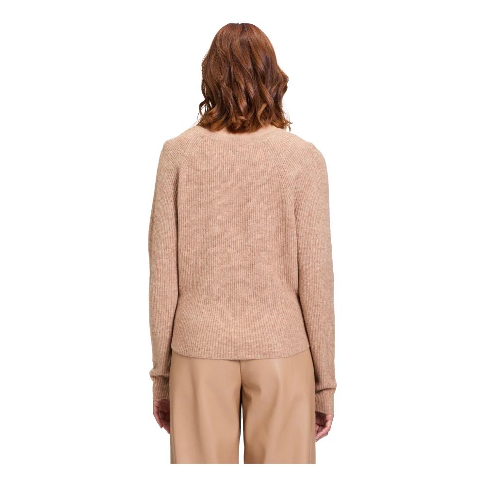 Betty & Co Gebreide trui met V-hals Beige Dames