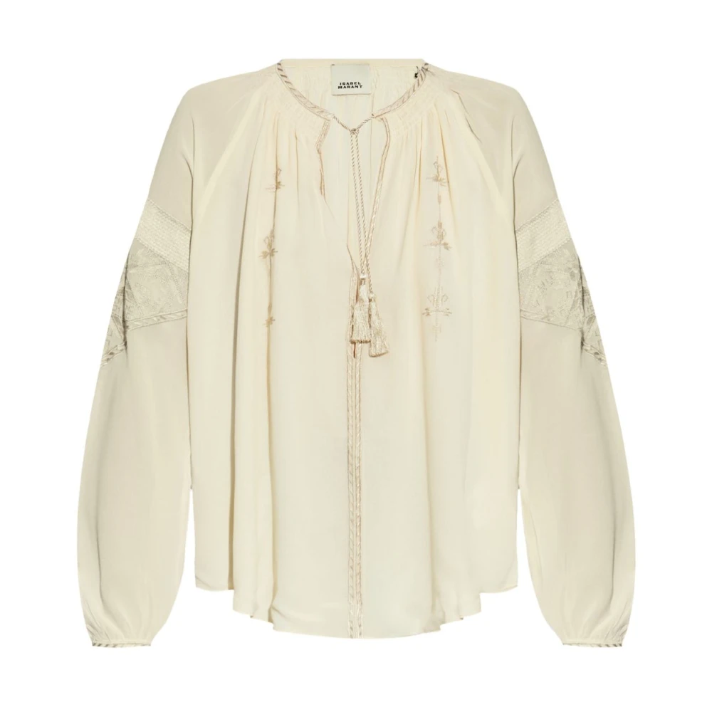 Isabel marant Beige Zijden Geborduurde Top Beige Dames
