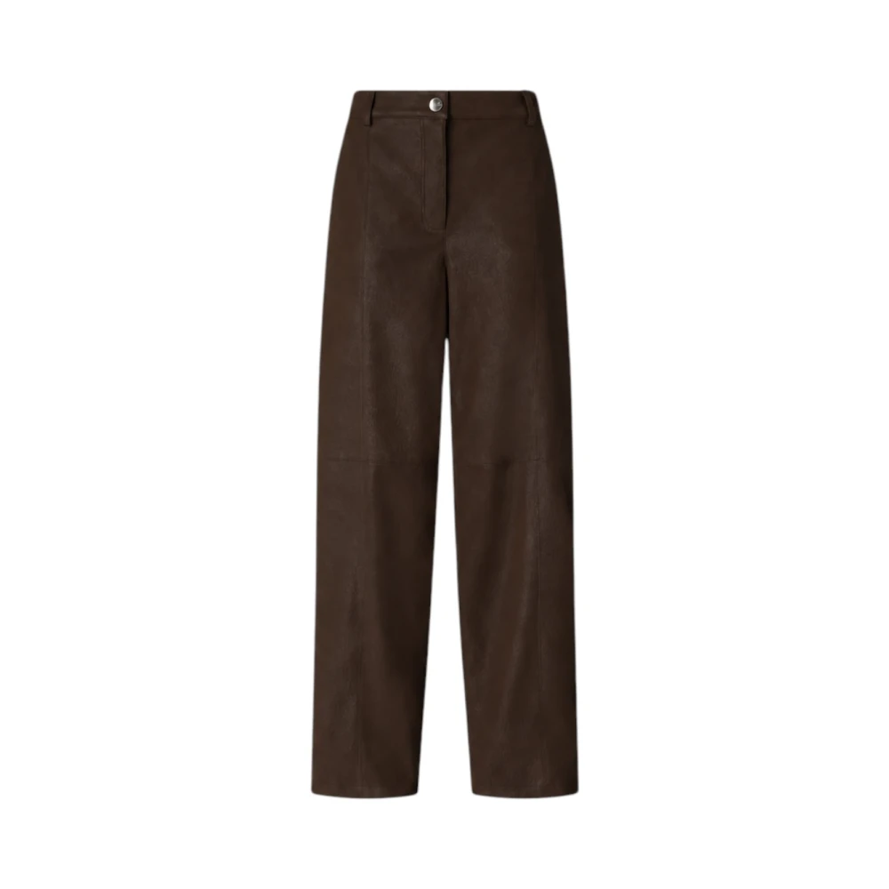 Pinko Donna Marrone - Pantaloni Straight Effetto Pelle Nabuk - 38 - Immagine 3