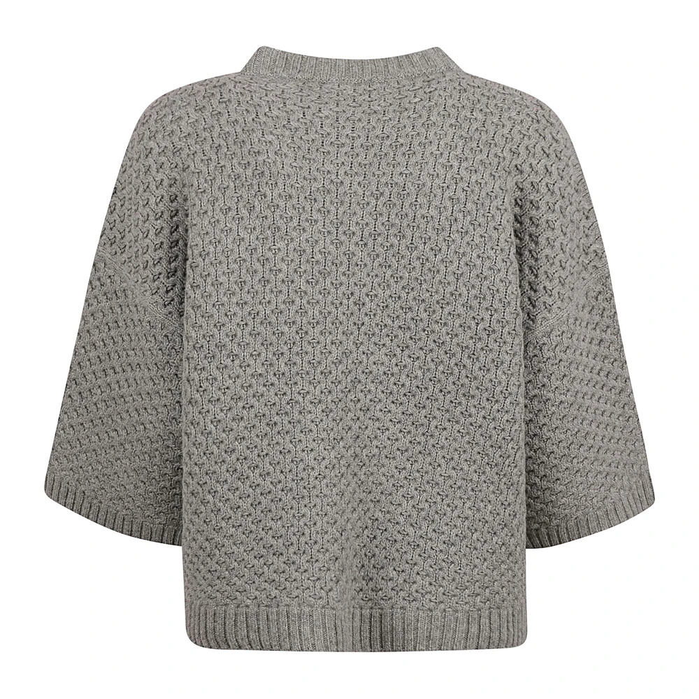 Fabiana Filippi Grid Stitch Knit T-Shirt Gray Dames