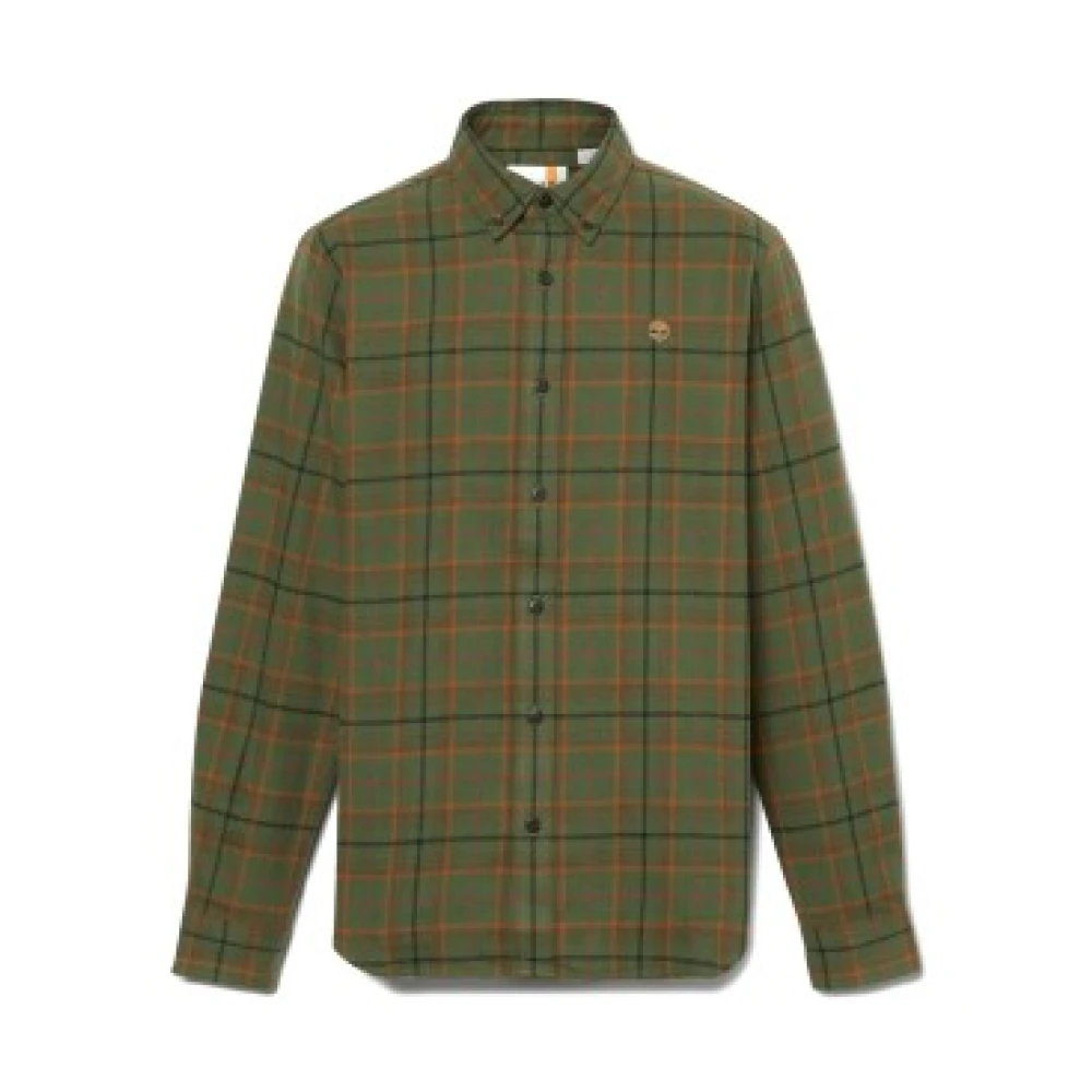 Timberland Geruite Flanellen Shirt in Donker Tarwe Green Heren
