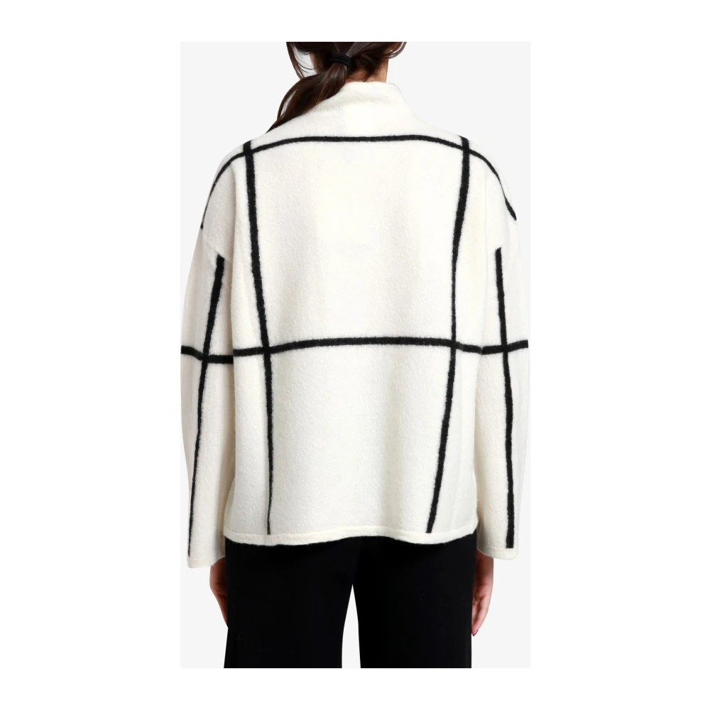 Pennyblack Grafische Inlay Wollen Trui Crème+Zwart Beige Dames