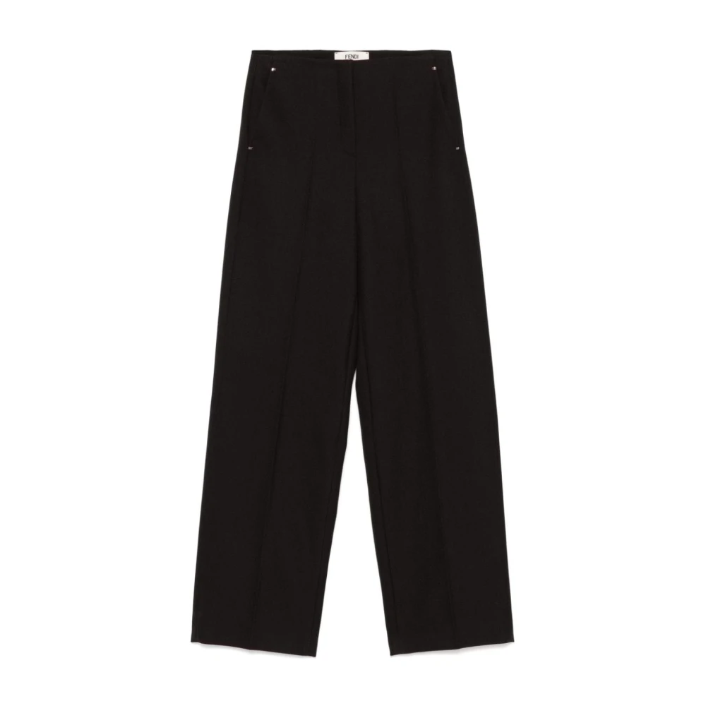Fendi Grain-De-Poudre Wool Trousers - Female - Wide Trousers - Purple - S - Trousers