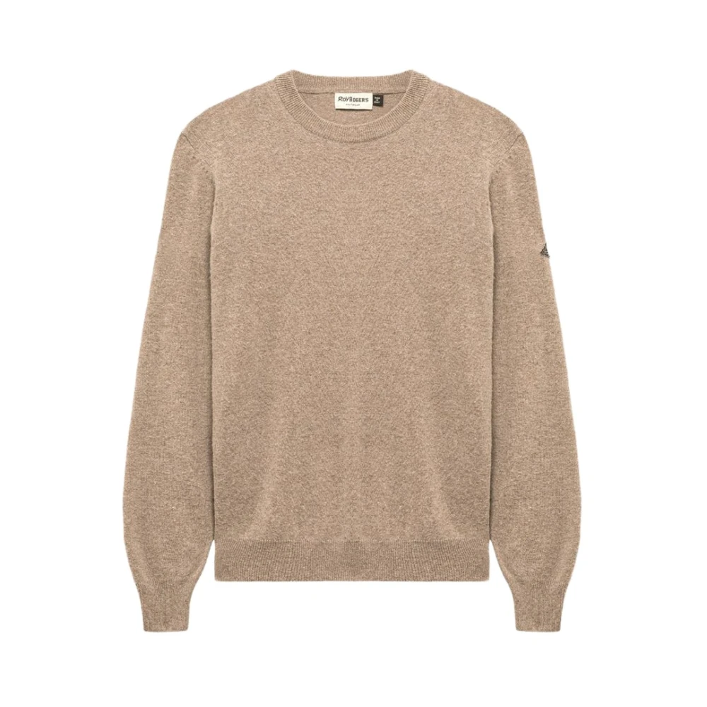 Roy Roger's Denim Patch Crewneck Sweater Beige Heren