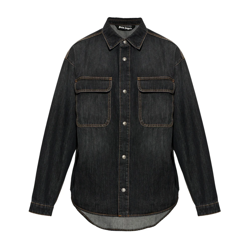 Palm Angels Denim Shirt With Pockets - Male - Denim Shirts - Blue - S - Shirts