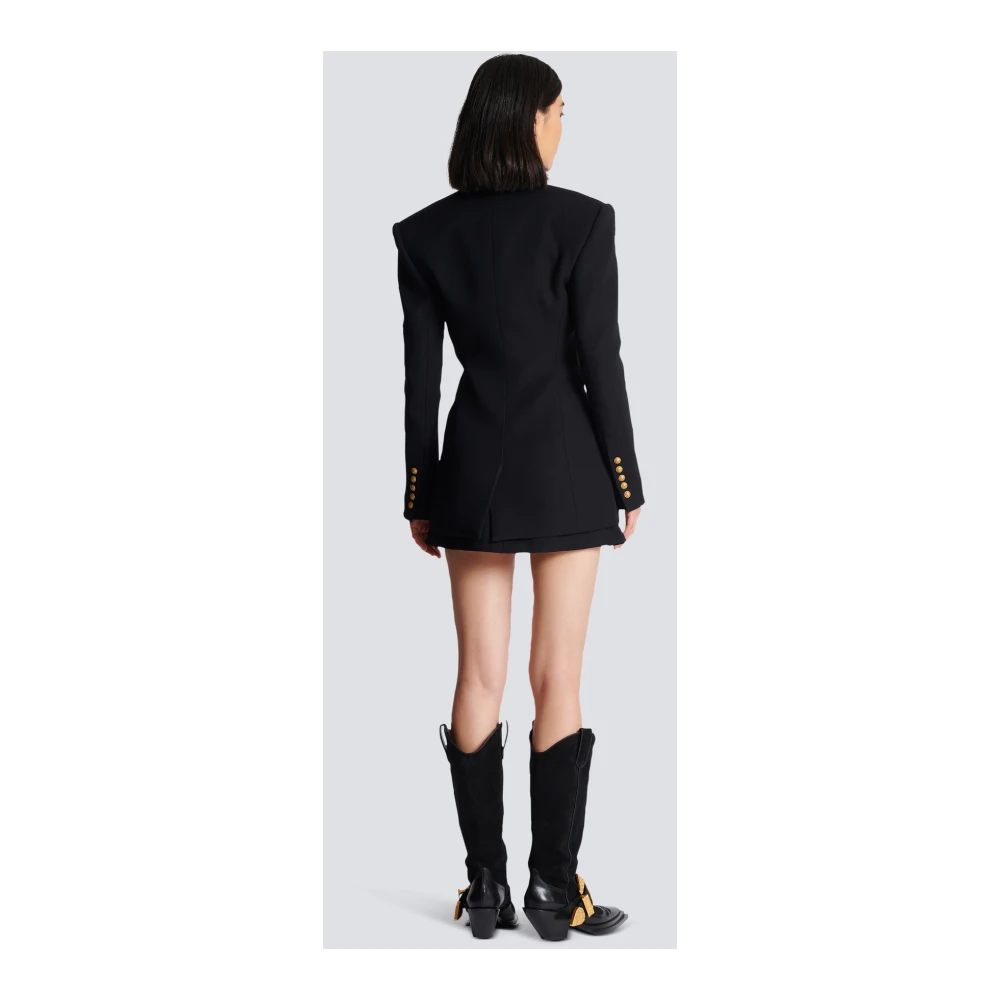 Balmain 2-knoops Jas met Getailleerde Taille Black Dames