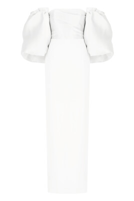 white-dress-with-straight-neck-and-puff-sleeves