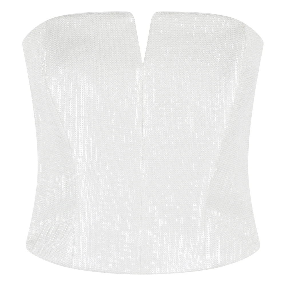 Federica Tosi Raffia Paljett Bustier Topp White, Dam