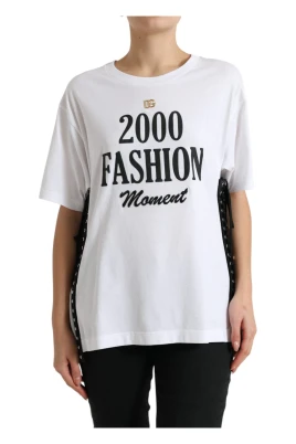 Slogan Print Lacing Detailed T-shirt