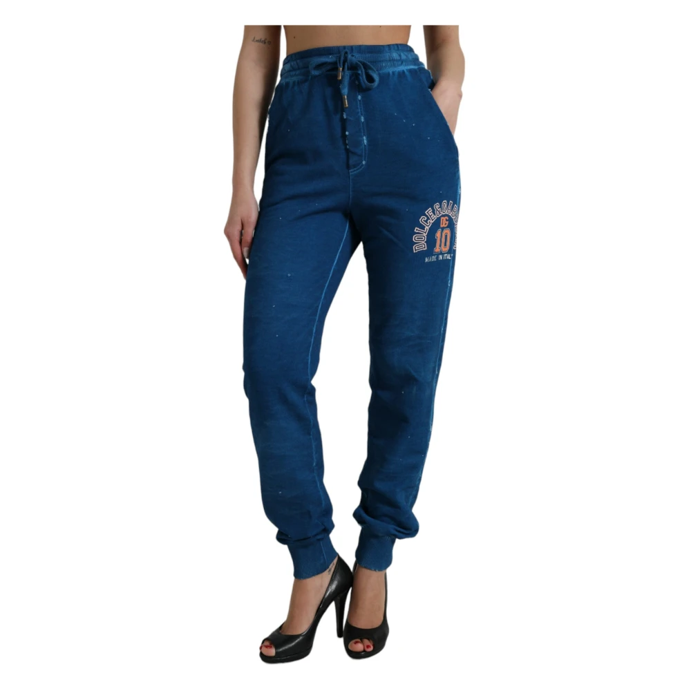 Dolce & Gabbana Women's Blue Elevated Cotton Jogger Sweatpants