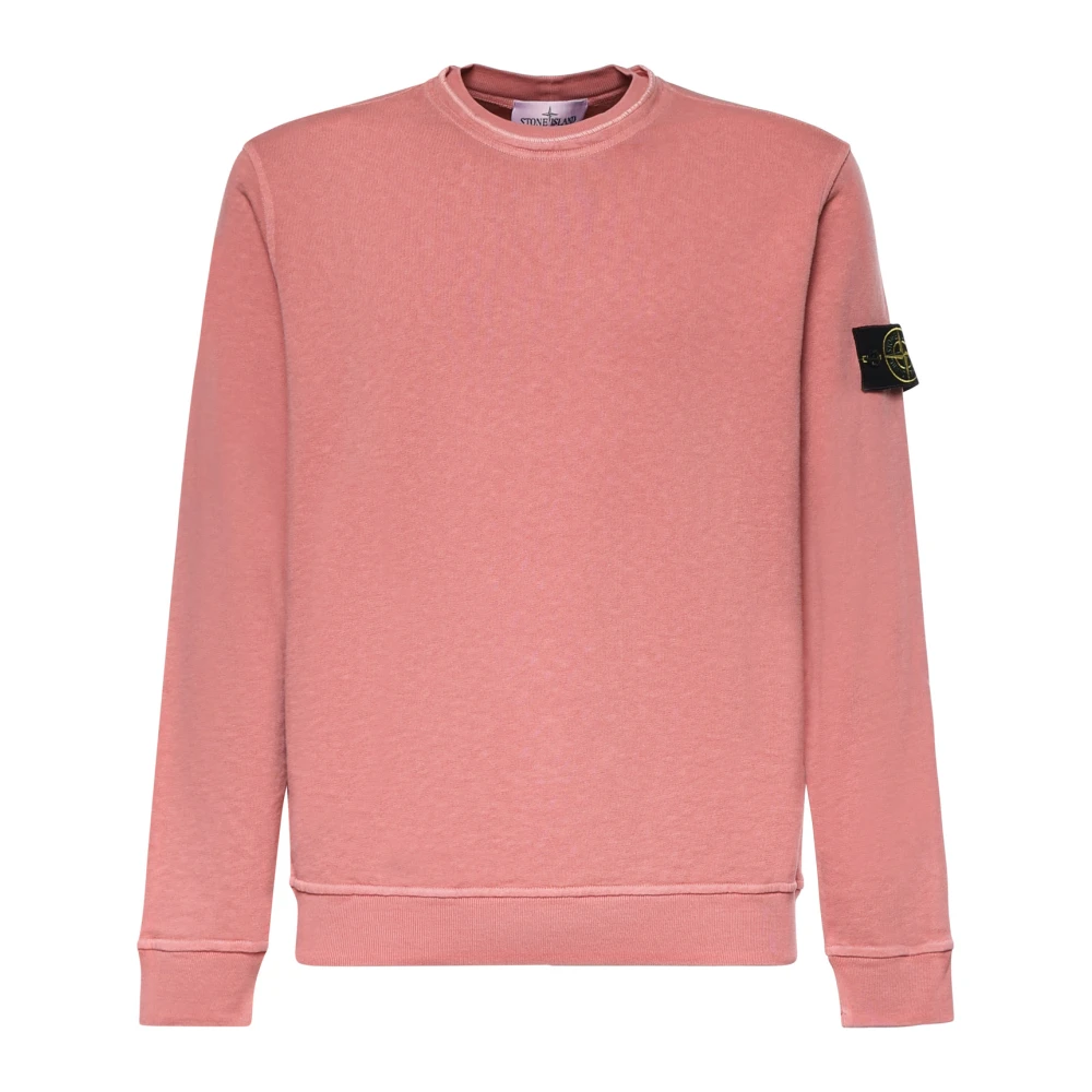 Stone Island Pink Sweatshirts, Male, S, Malfilé Fleece 'Old' Effect Sweatshirt