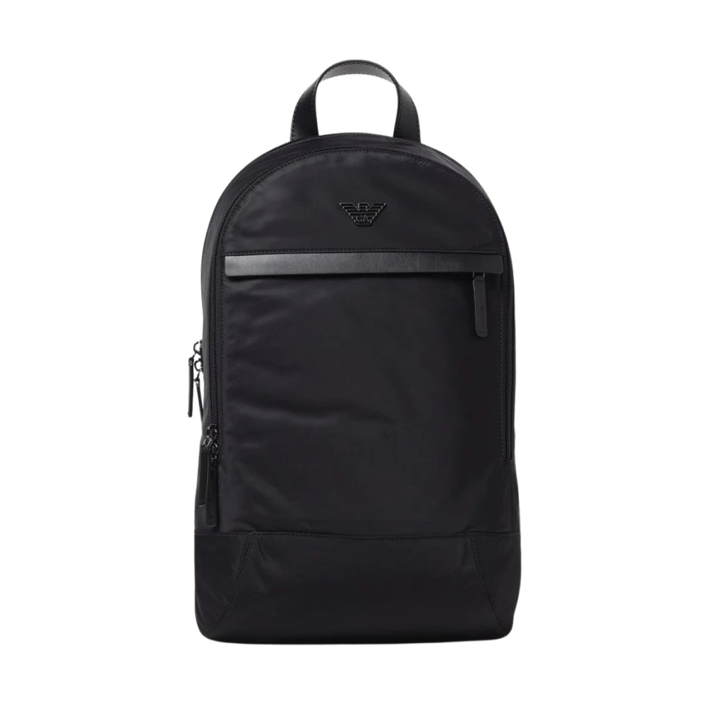 Emporio Armani Men's Black Modern Design Backpack With External Pocket