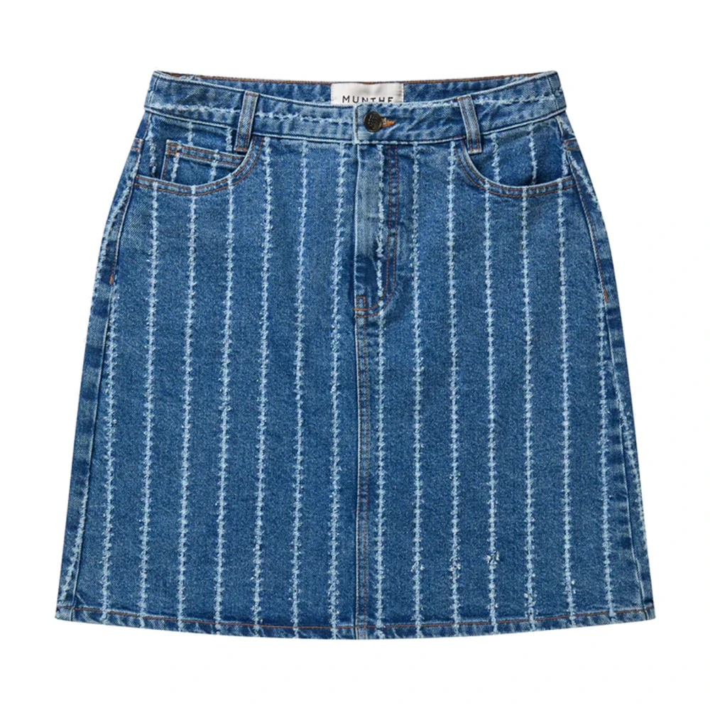 Munthe Gestreepte Denim Rok Blue Dames