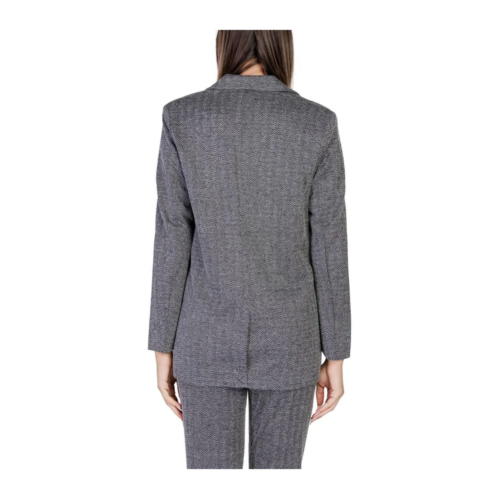 Ichi Zwarte Blazer Herfst Winter Collectie Gray Dames