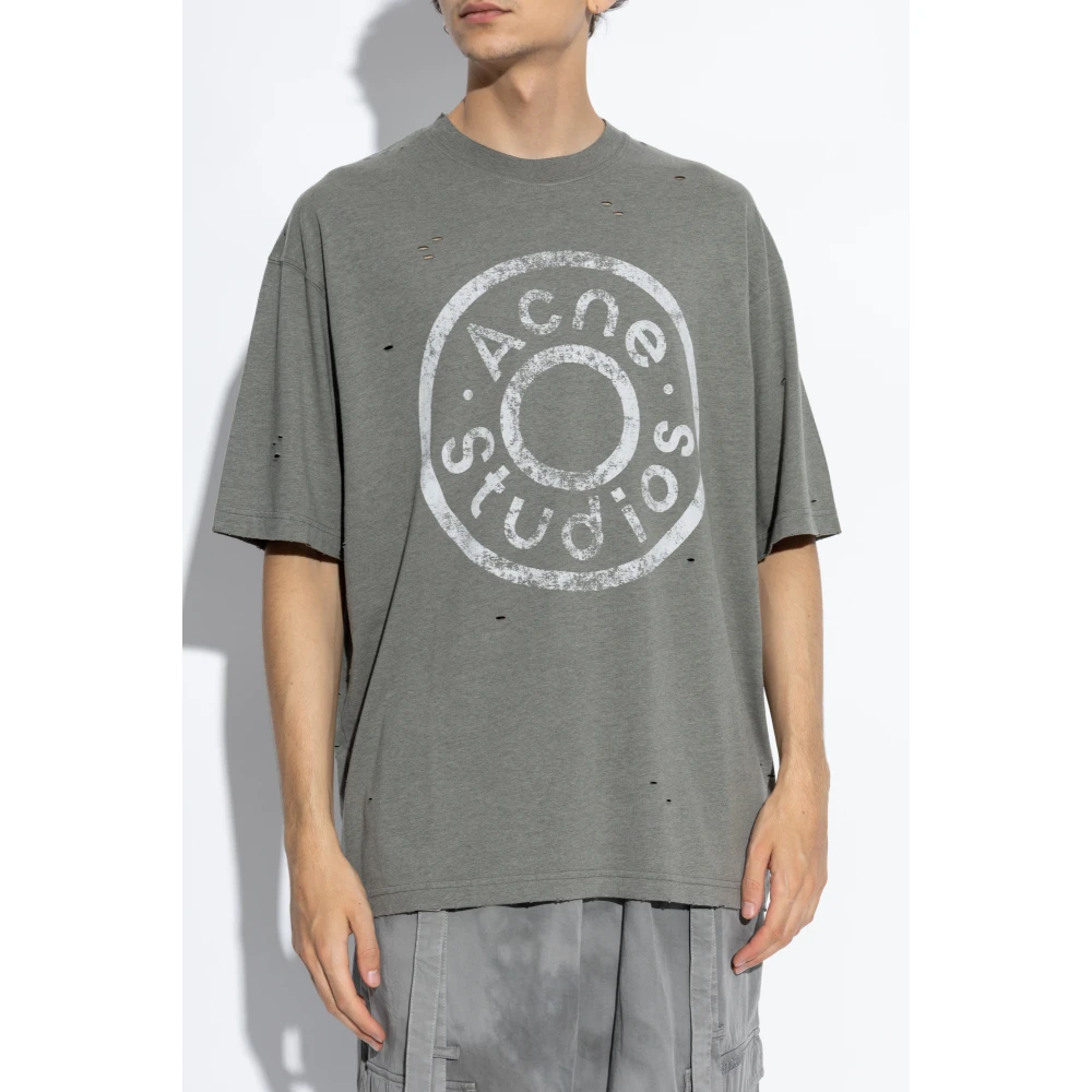 Acne Studios Bedrukt T-shirt Gray Heren