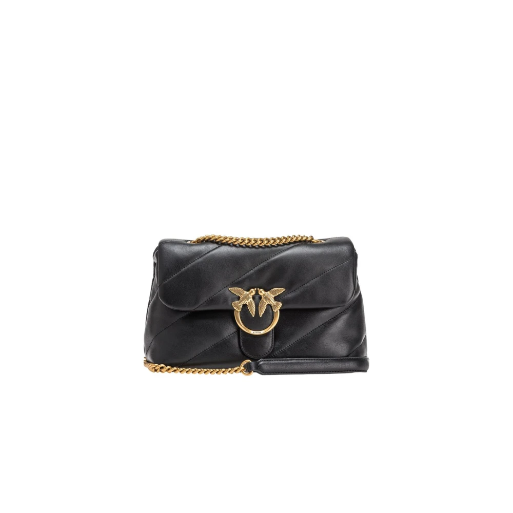 Pinko Women's Black Shoulder Bags, One Size, Love Bag Small Quilted Leather