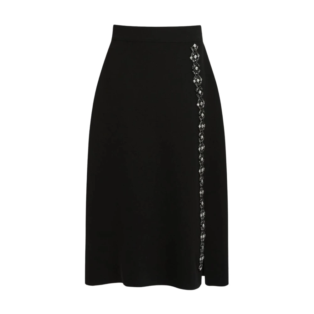 Marina Rinaldi Tijdloze Zwarte Midi Rok met Versieringen Black Dames