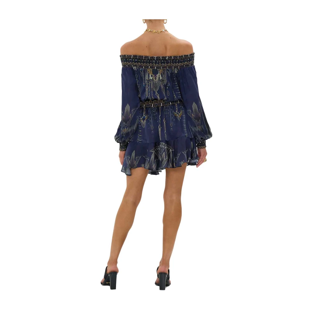 Camilla Off Shoulder Korte Jurk Egypte Effect Blue Dames