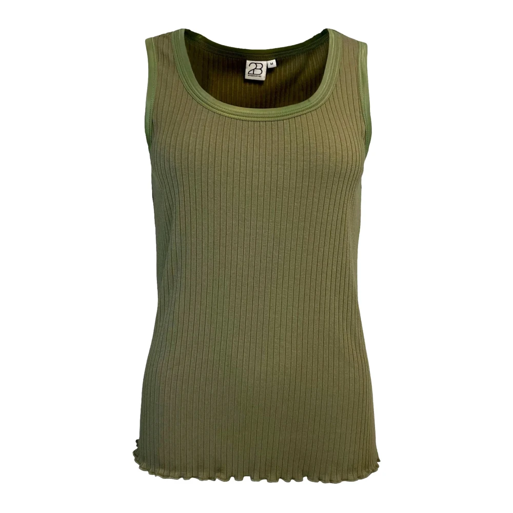 2-Biz Eenvoudige Dusty Olive Top Green Dames