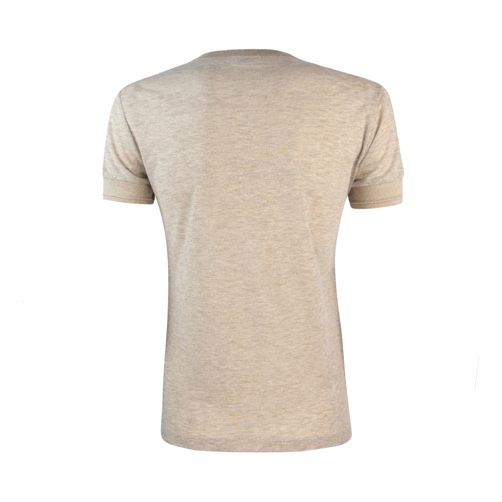 PATRIZIA PEPE Korte Mouw Ronde Hals T-shirt Beige Dames