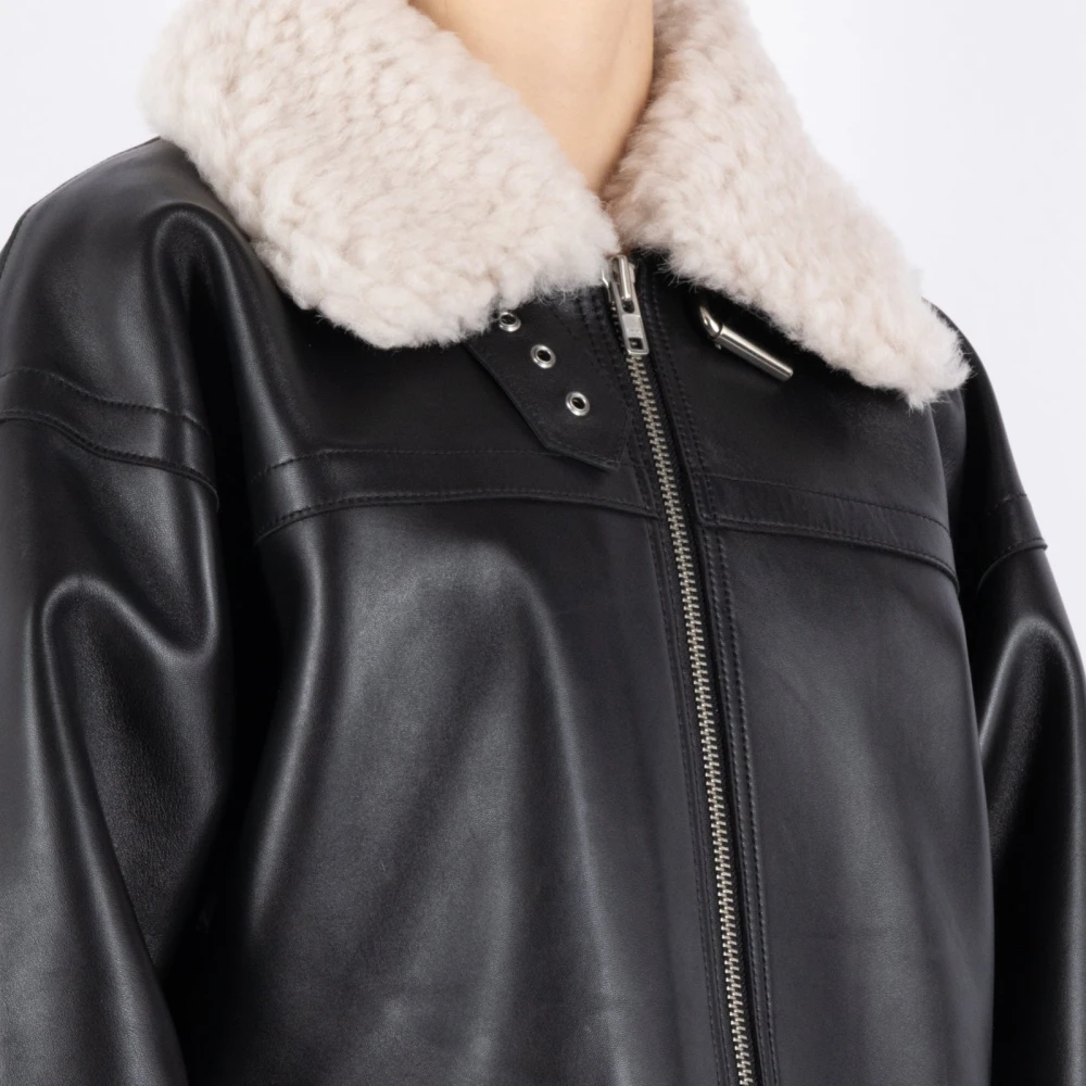 Stand Studio Zwarte leren jas Black Dames