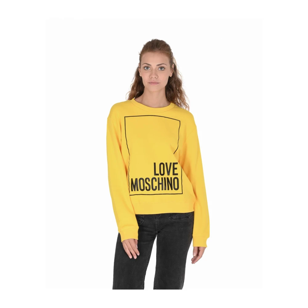 Love Moschino Women's Yellow Sweatshirts, Xs, Box Logo Sweatshirt