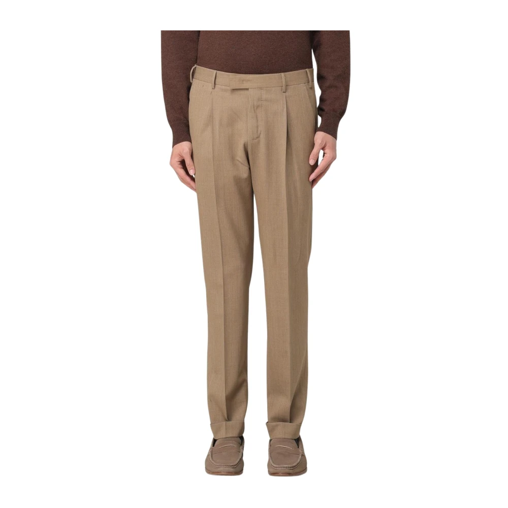 Pt Torino Men's Black Wool Pleated Trousers