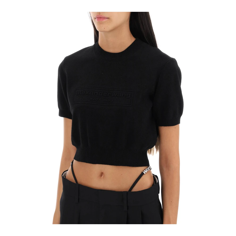 alexander wang Geborduurde Logo Cropped Top Black Dames
