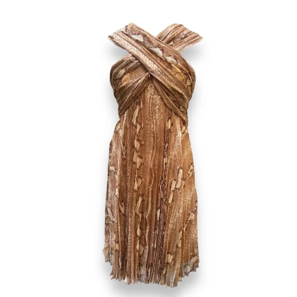 Dior Vintage Pre-owned Silk dresses Brown Dames