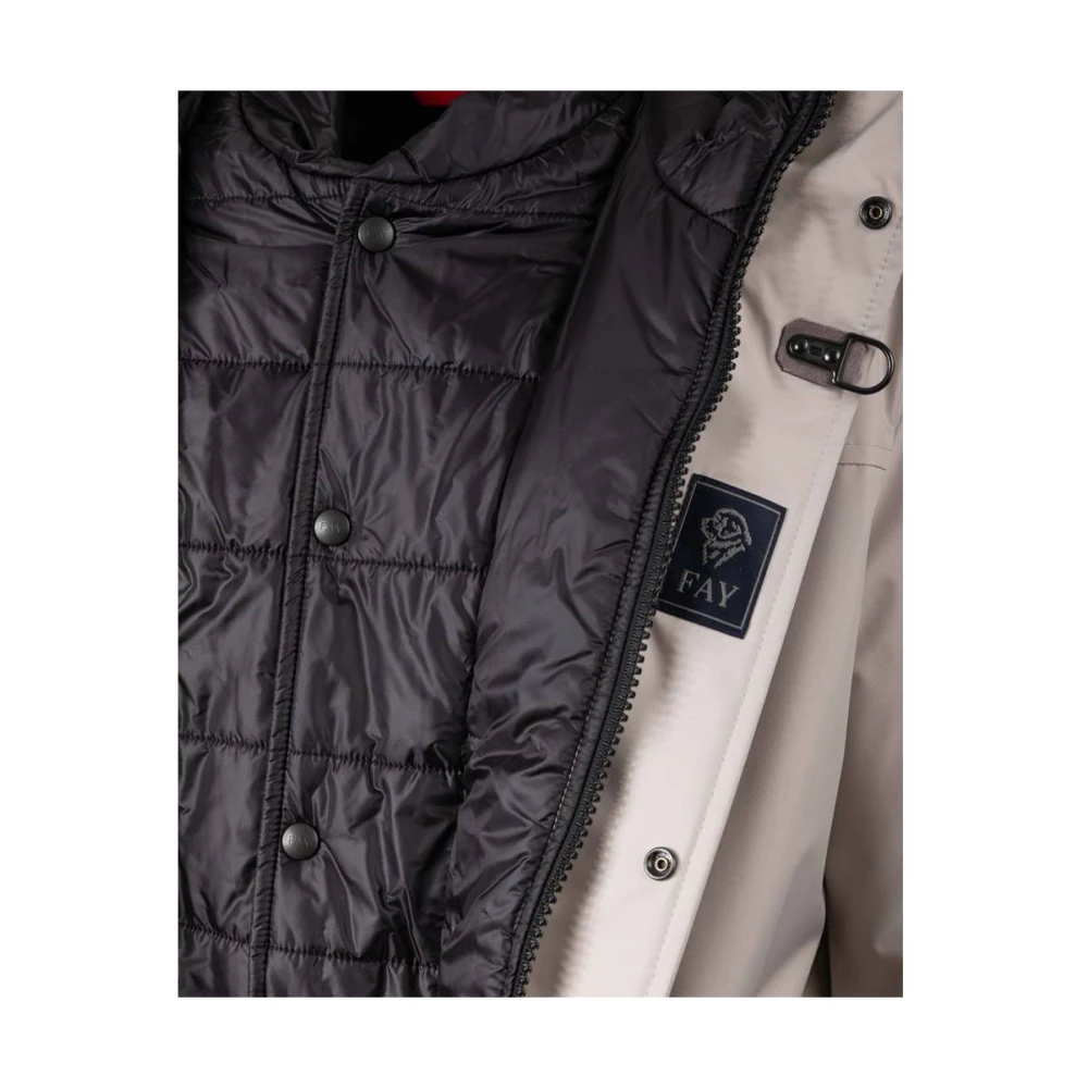 Fay Gevilt Hooded Caban Jas Beige Heren