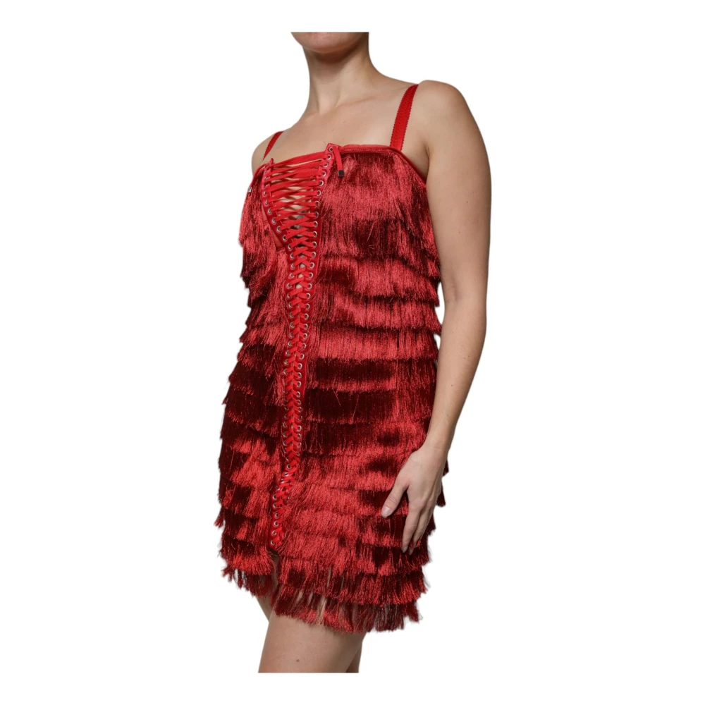 Dolce & Gabbana Rode Kant Sheath Mini Jurk Red Dames
