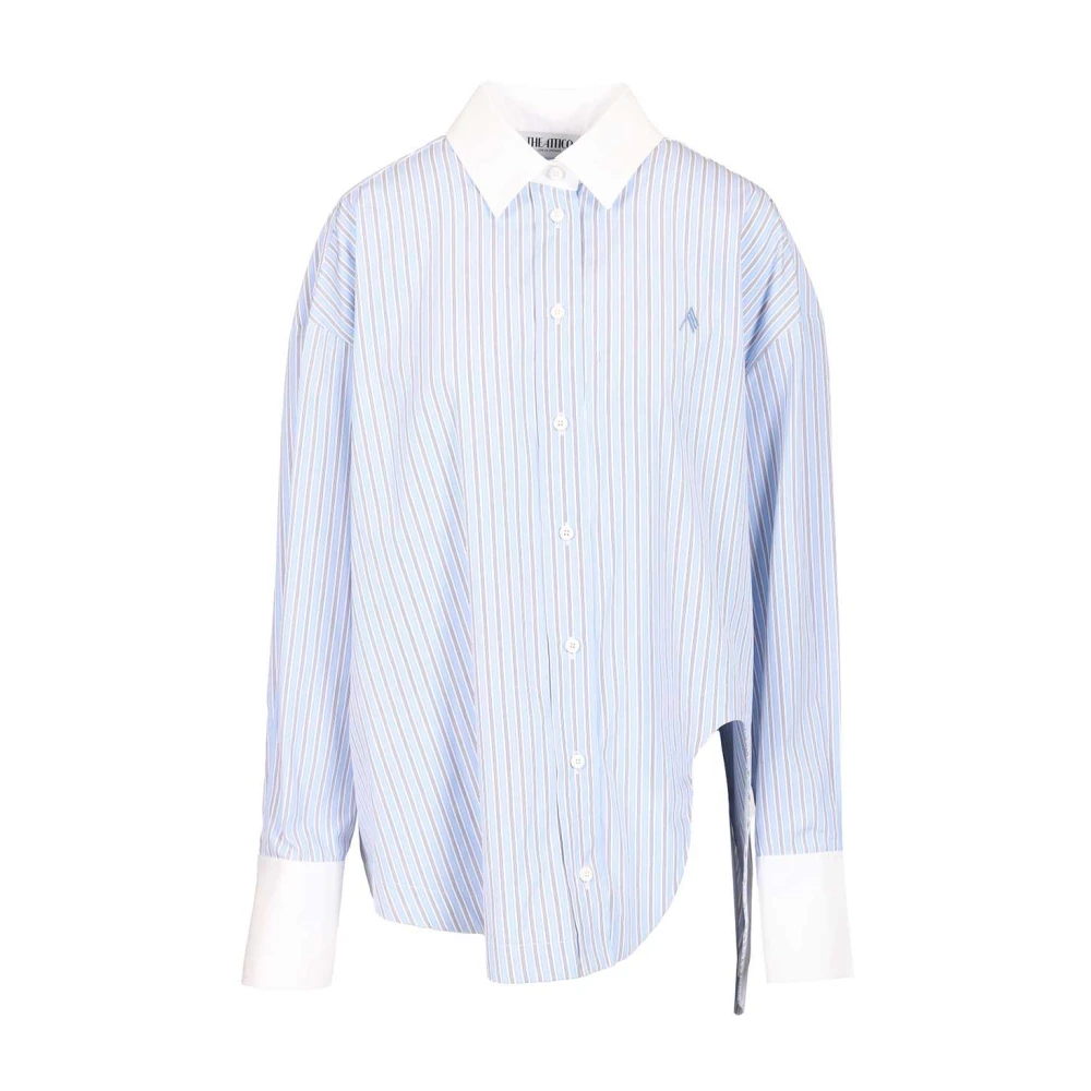 The Attico Women's Blue Shirts, M, Oversize Striped Cotton Shirt