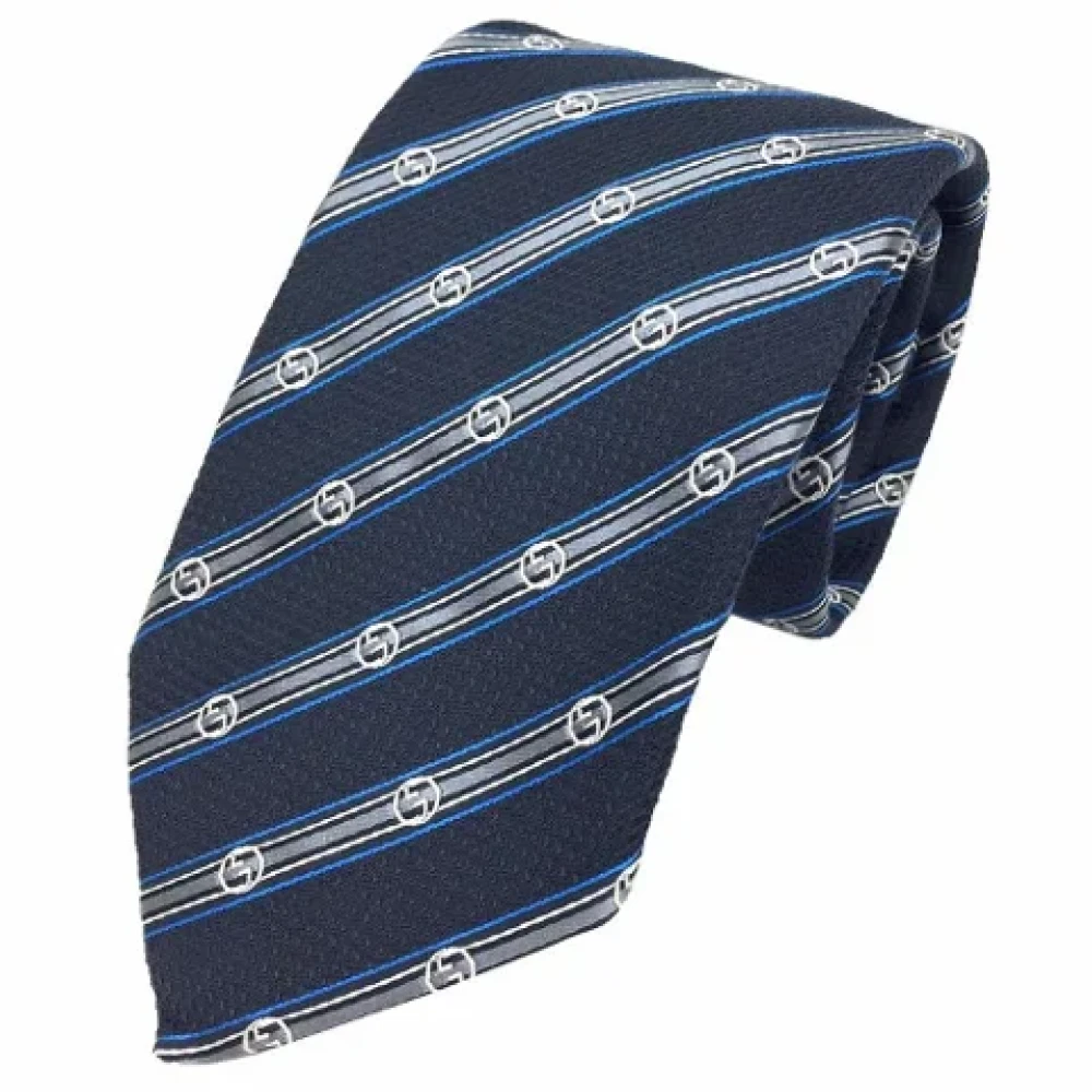 Gucci Vintage Pre-owned Silk home-office Blue Heren