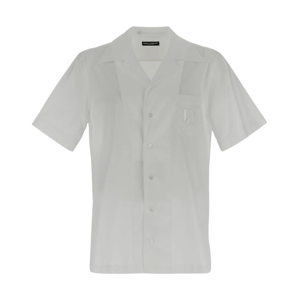 Dolce & Gabbana Geborduurd katoenen overhemd White Heren