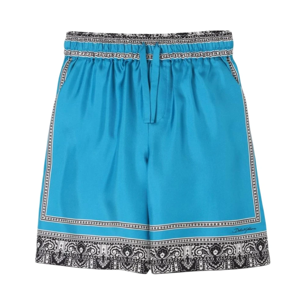Dolce & Gabbana , Shorts, Male, Blue, 14 Y, Blue Paisley Print Kids Shorts