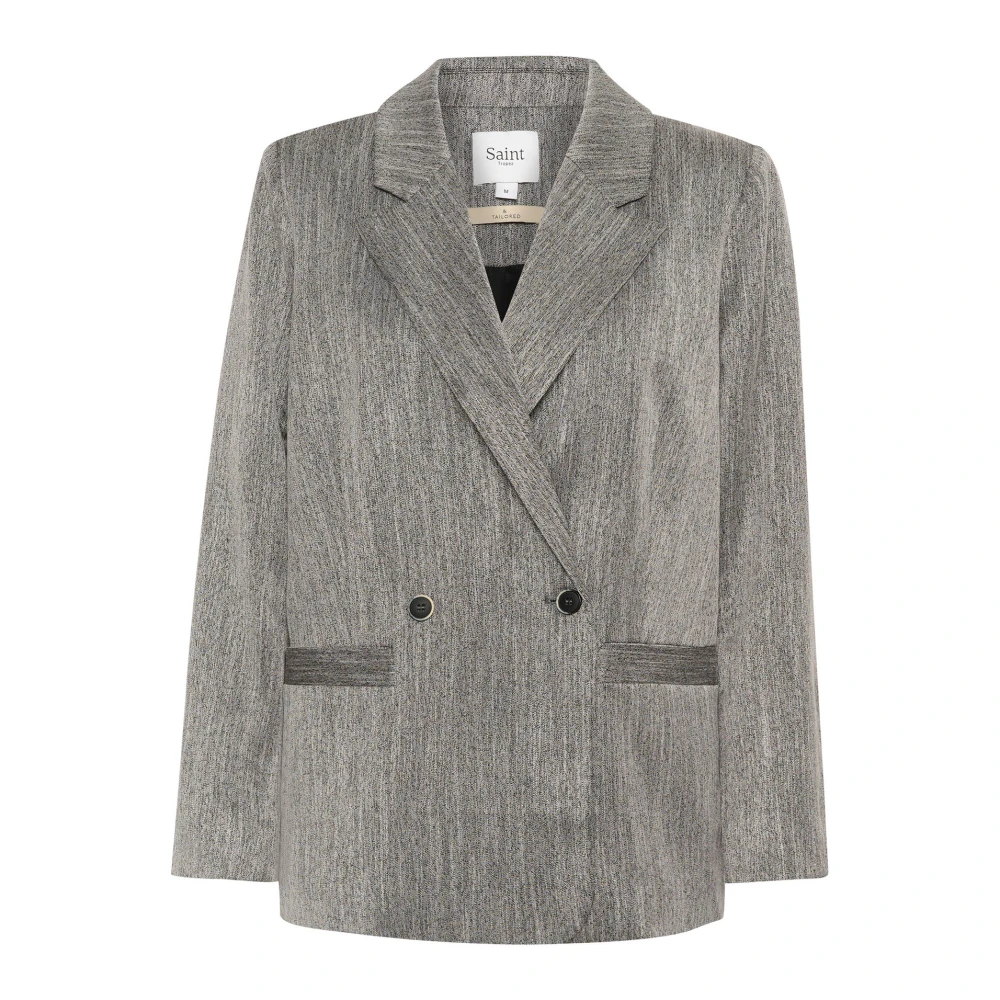 Saint Tropez Elegant Grey Melange Blazer Jacka Gray, Dam