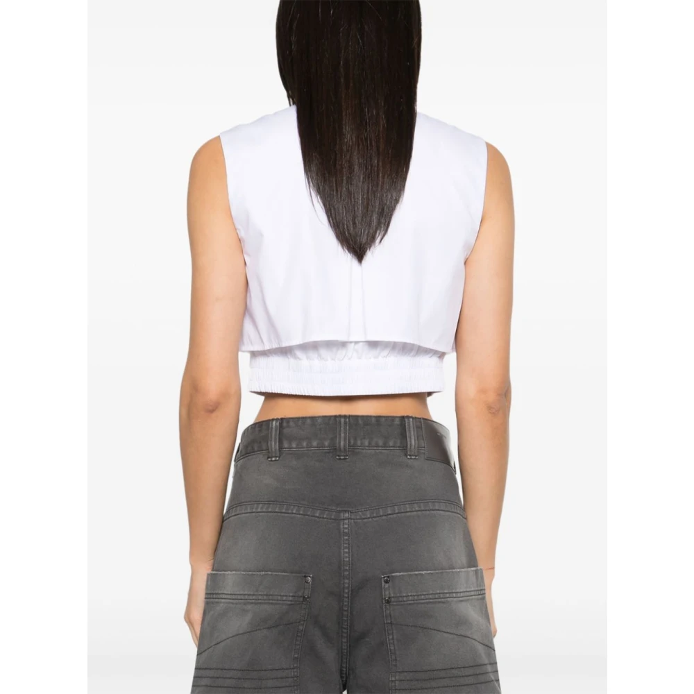 Elisabetta Franchi Witte Mouwloze Blouse Elastische Zoom White Dames