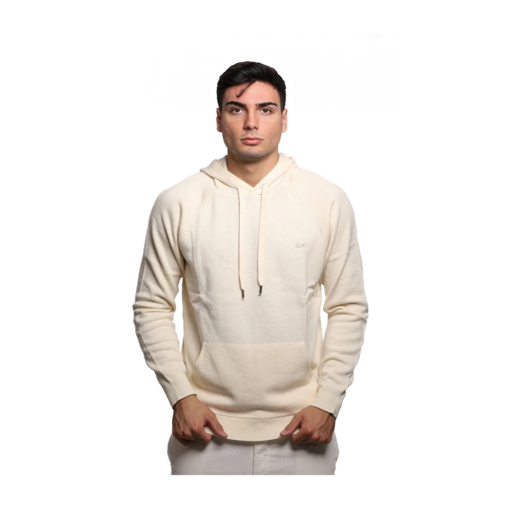 Sun68 Gebreide Trui met Capuchon en Logo Beige Heren
