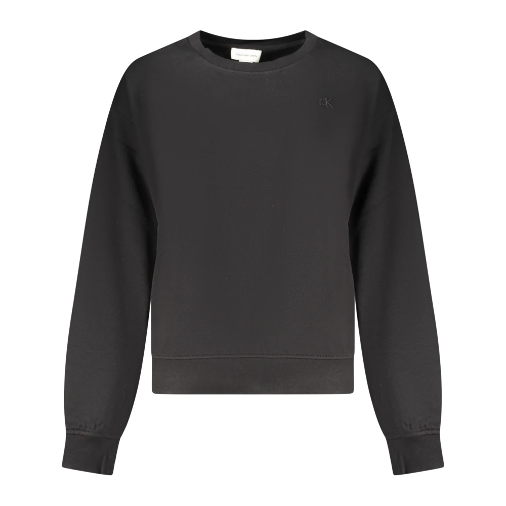 Calvin Klein Women's Black Relaxed Monogram Fleece Sweatshirt