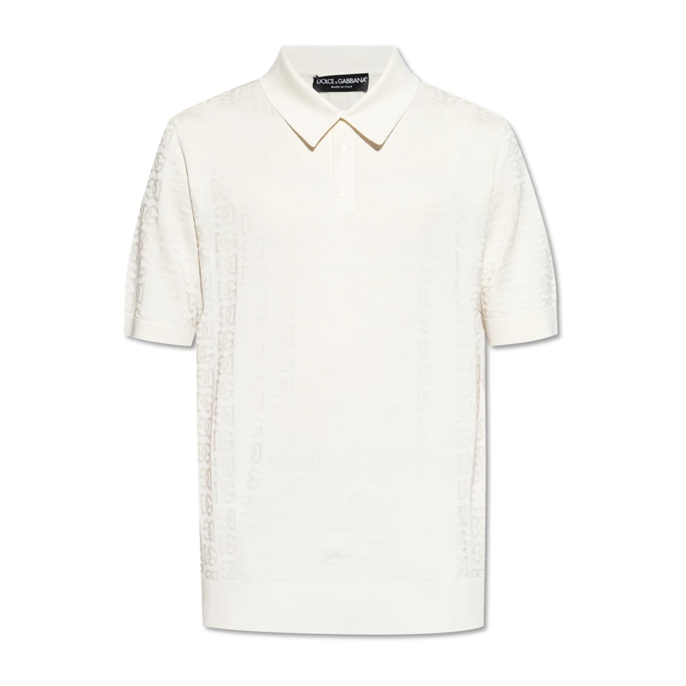 Dolce & Gabbana White Polo Shirts, Male, L, Silk Polo