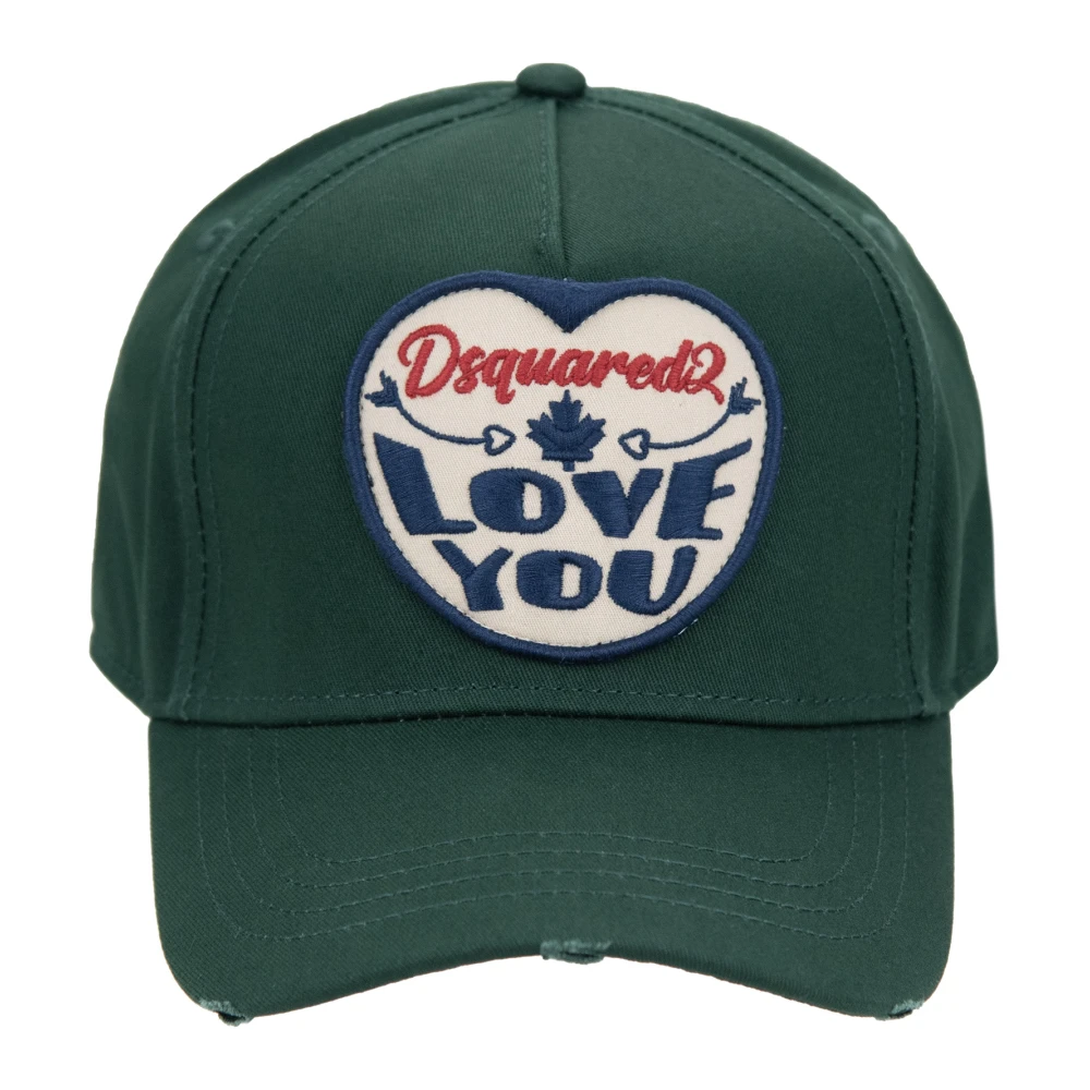 Dsquared2 Geborduurde baseballpet met verstelbare band Green Unisex