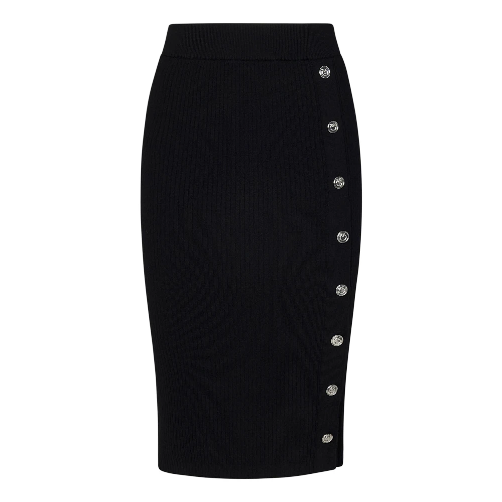 pinko Zwarte Geribbelde Wollen Rok Aw24 Black Dames
