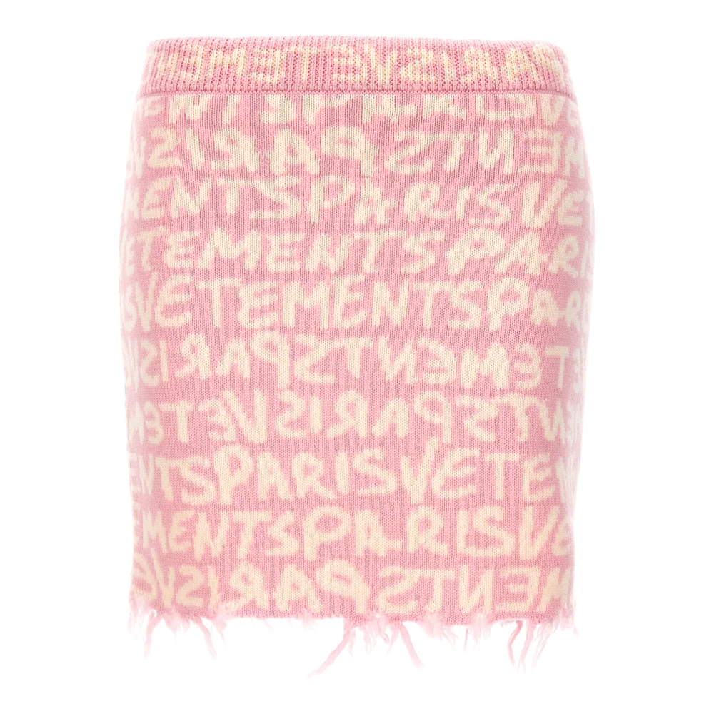 Vetements Pink Short Skirts, Female, Xs, Graffiti Monogram Skirt