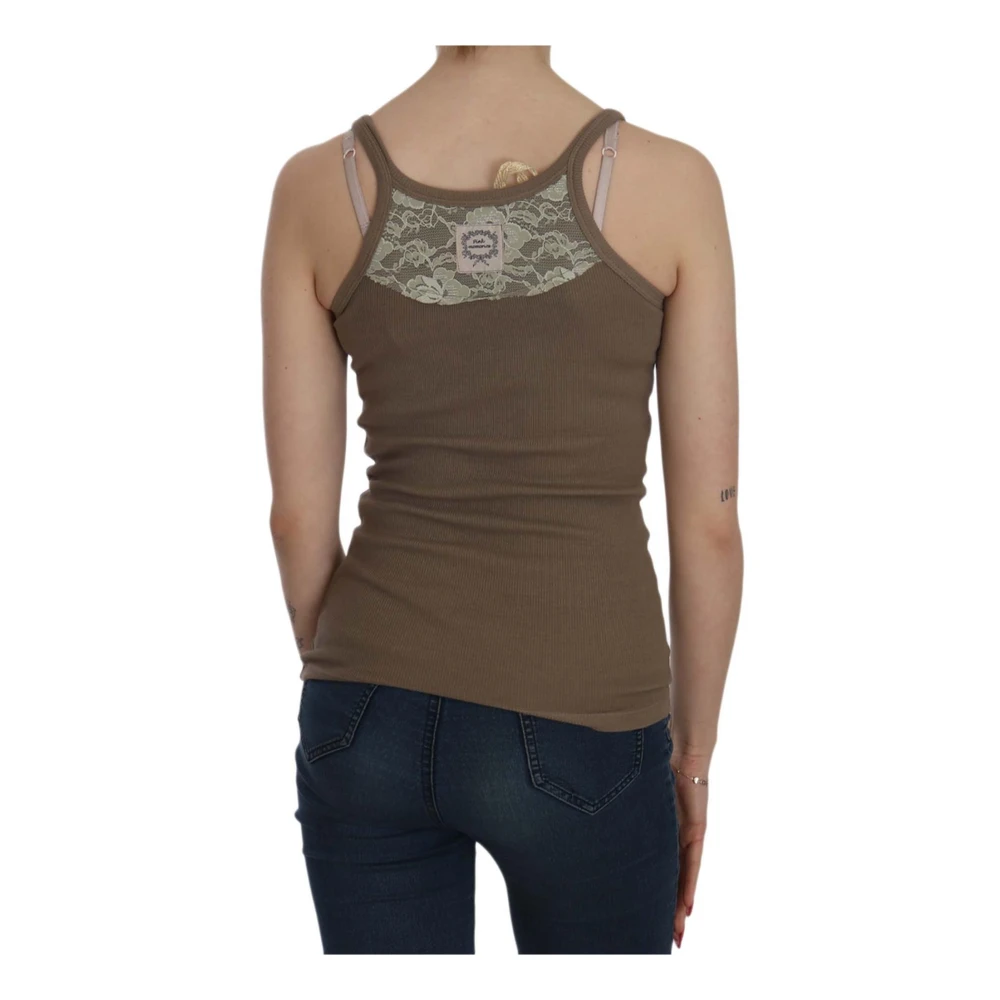 Pink Memories Bruine Mouwloze Spaghetti Strap Top Blouse Brown Dames