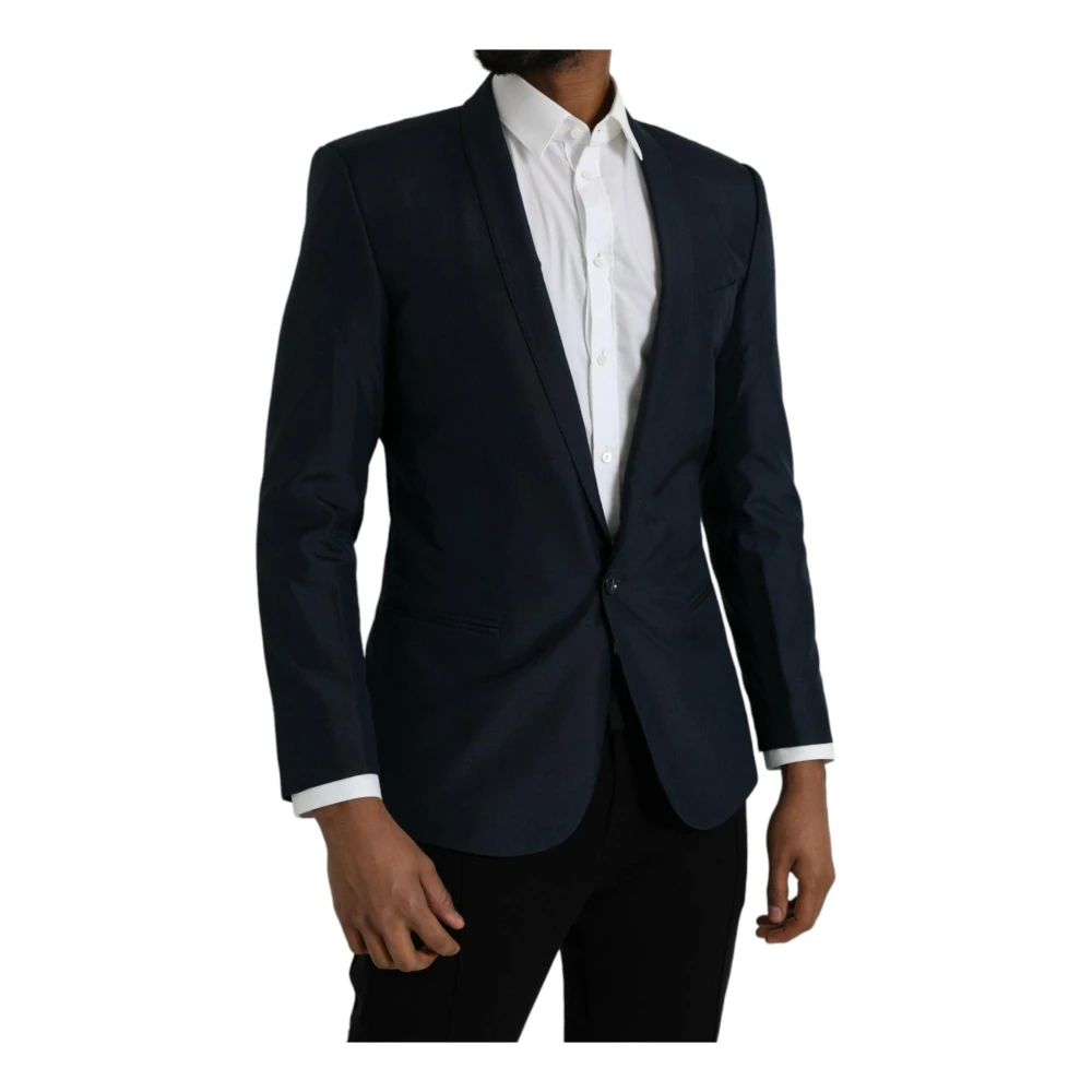 Dolce & Gabbana Blauwe Notch Jas Blazer Slim Fit Blue Heren