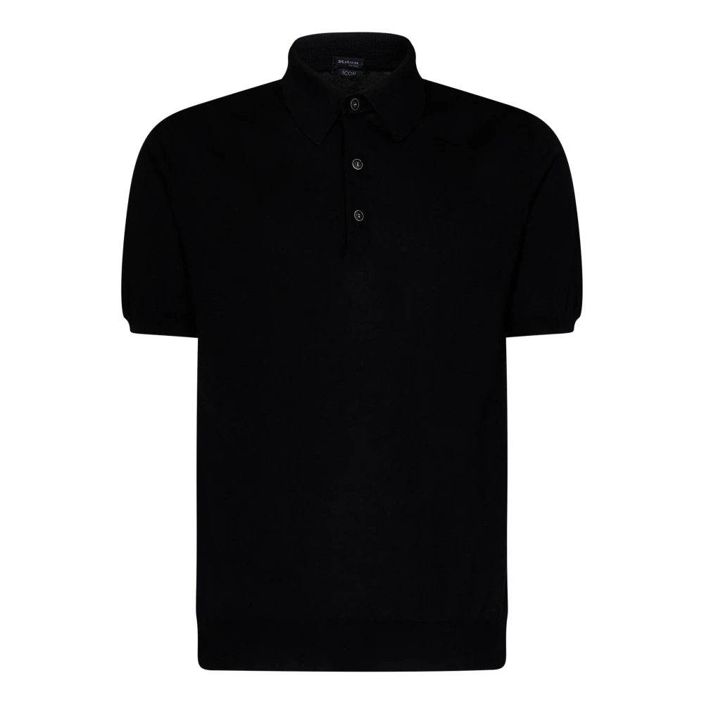 Kiton Zwarte T-shirts en Polos met Drieknoopssluiting Black Heren
