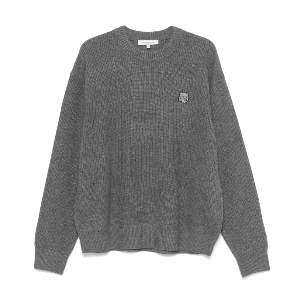 Maison Kitsuné Vos Hoofd wol trui grijs Gray Heren