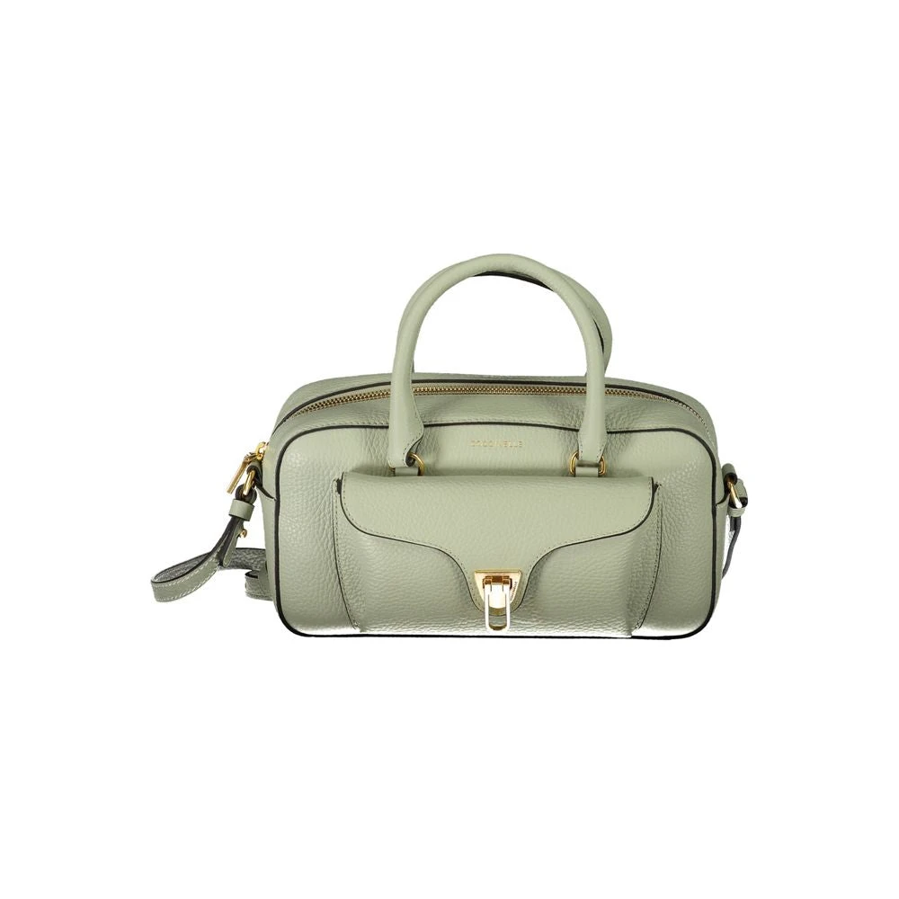 Coccinelle Groene Leren Handtas met Handvatten en Verstelbare Schouderriem Green Dames