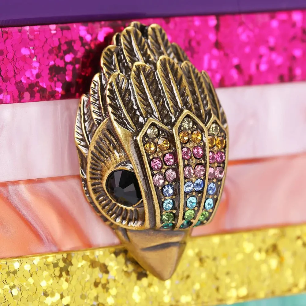 Kurt Geiger Feestelijke Eagle Clutch met Glitter en Marmer Multicolor Dames