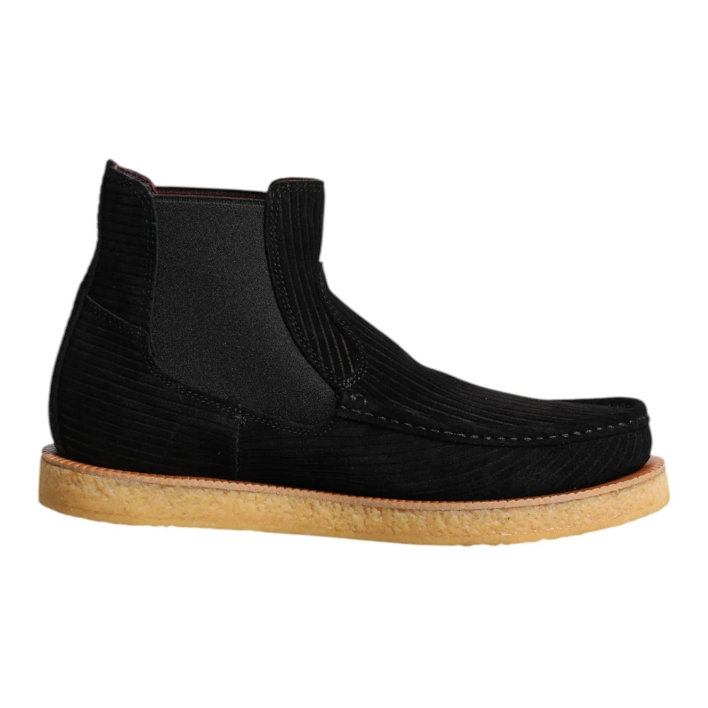 Dolce & Gabbana Men's Black Chelsea Boots, 8 Uk, Suede Slip On Ankle Boots